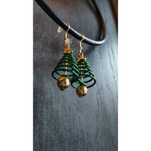 Spiral Christmas Earring Dangle Spiral Xmas Tree Party Earrings Fun Novelty Gift